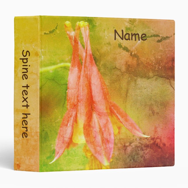 Columbine Flower Art Personalized Binder (Front/Spine)