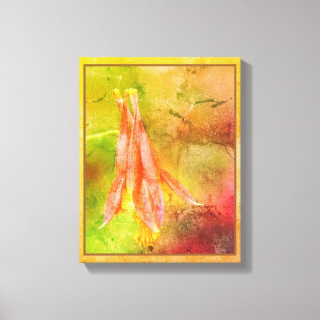 Columbine Flower Distressed Abstract  Canvas Print (Front)