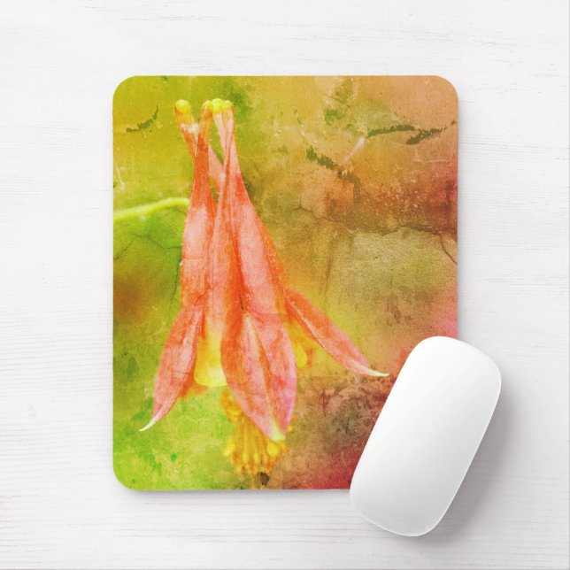 Columbine Flower Distressed Abstract  Mouse Pad (With Mouse)
