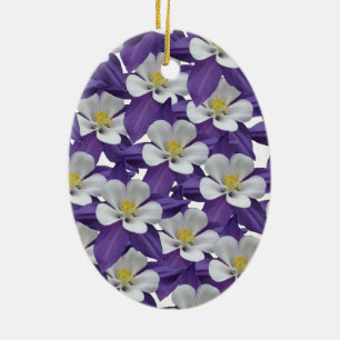 Columbine Flower Pattern Ceramic Ornament