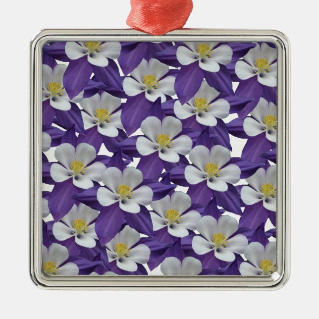 Columbine Flower Pattern Metal Ornament (Front)
