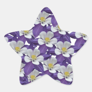 Columbine Flower Pattern Star Sticker
