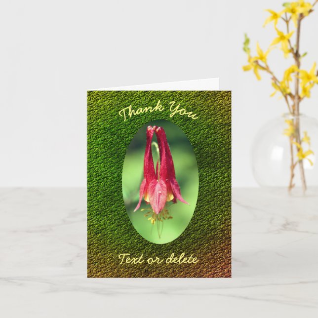 Columbine Flower Personalized Thank You Card (Yellow Flower)