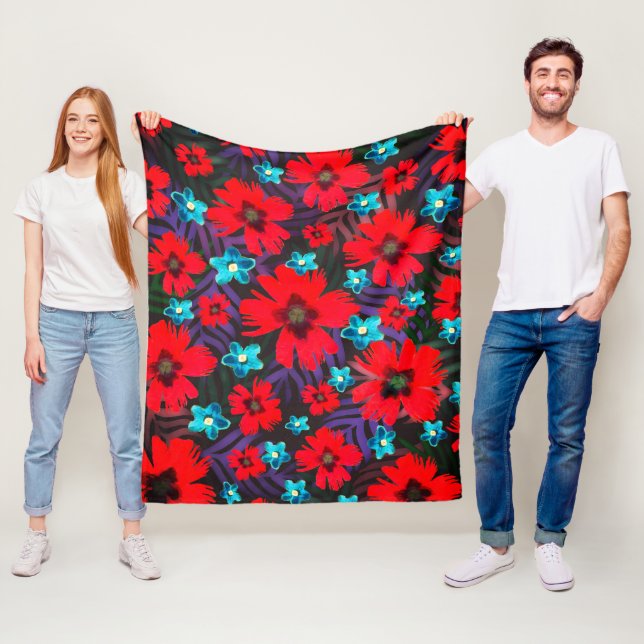 Columbine Flowers & Carnations Fleece Blanket (In Situ)