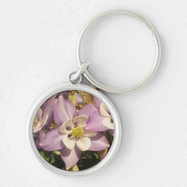 Columbine flowers floral keychain (Front)