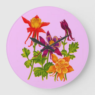 columbine flowers large clock