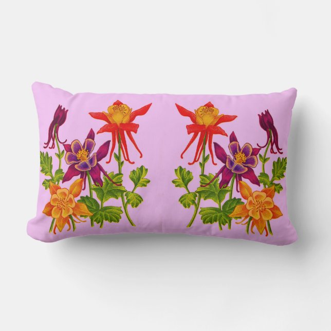 columbine flowers lumbar pillow (Front)