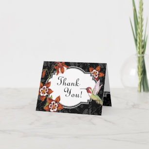Columbine Hummingbird Thank You Card in Orange