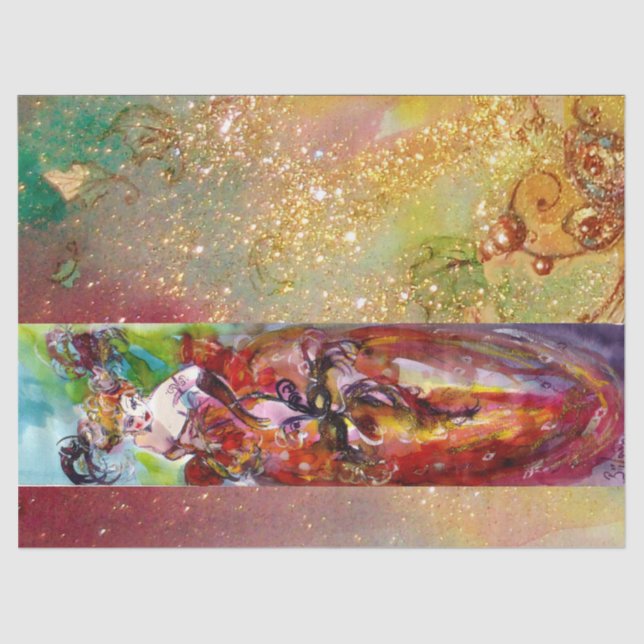 COLUMBINE / Lady With Masquerade Mask Tissue Paper (Front)