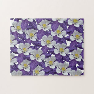 Columbine Purple and White Flower Pattern Puzzle