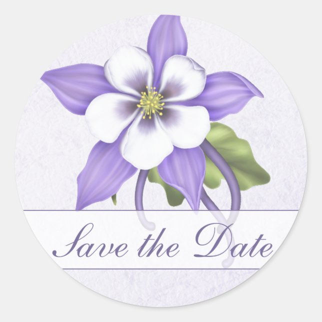 Columbine Save the Date Envelope Sticker - Custom (Front)