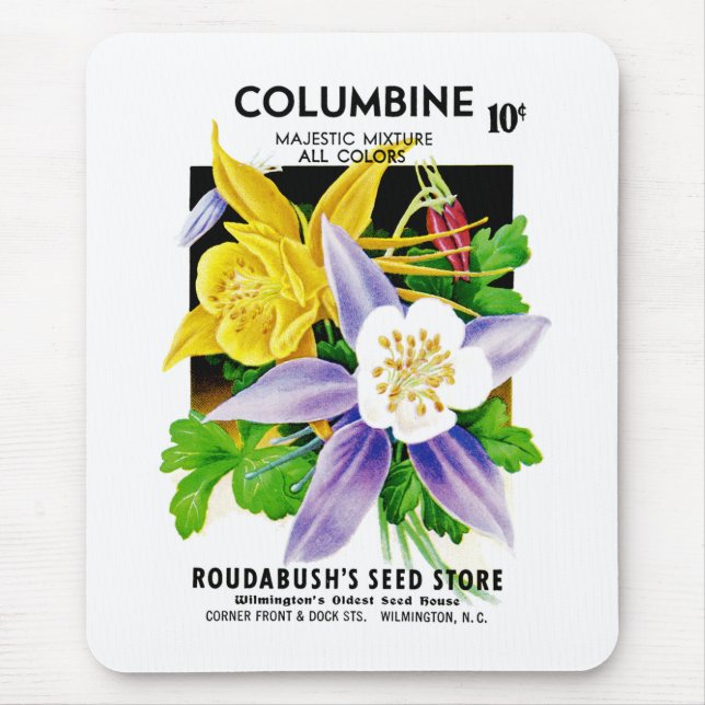 Columbine Seed Packet Label Mouse Pad (Front)