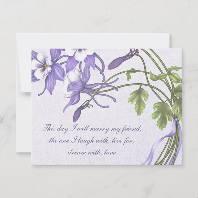 Columbine Wedding 3 Invitations - Metallic Ice (Front)