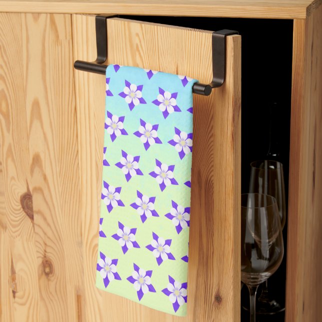 Columbine Yellow & Green Kitchen Towel (Thirds Fold)