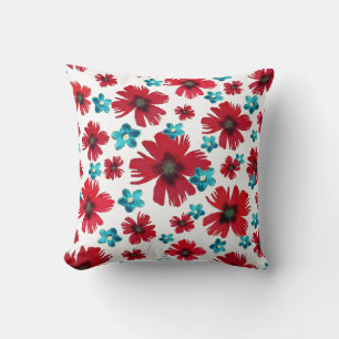 Columbines & Carnations Throw Pillow