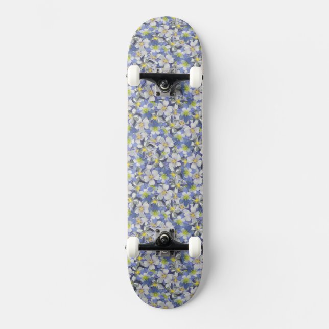 Columbines Seamless Pattern Skateboard (Front)
