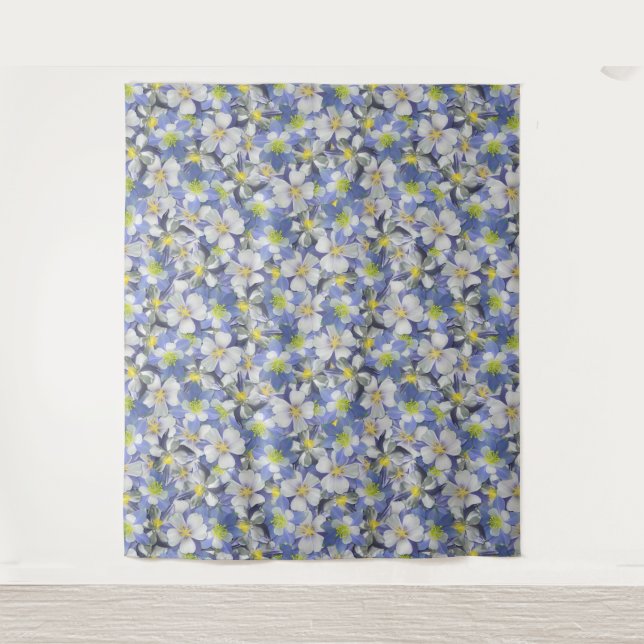 Columbines Seamless Pattern Tapestry (Front)
