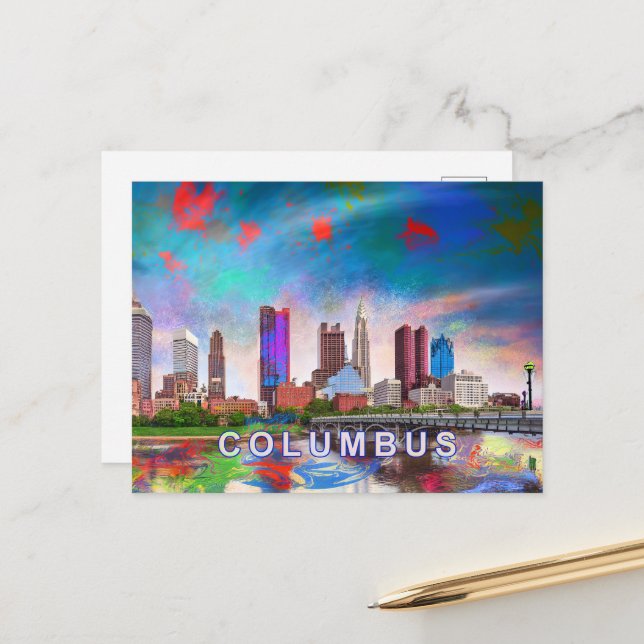 Columbus Abstract Art Postcard (Front/Back In Situ)