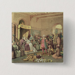 Columbus at the Royal Court of Spain in Barcelona 2 Inch Square Button
