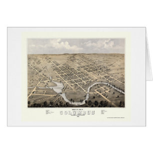 Columbus, carte panoramique de WI - 1868