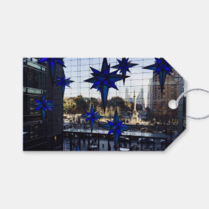Columbus Circle NYC Christmas Blue Holiday Star Gift Tags