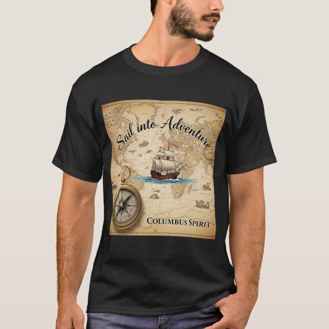 Columbus Day Adventure Map Vintage T-Shirt (Front)