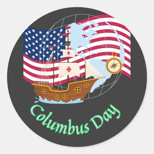 Columbus Day Classic Round Sticker (Front)