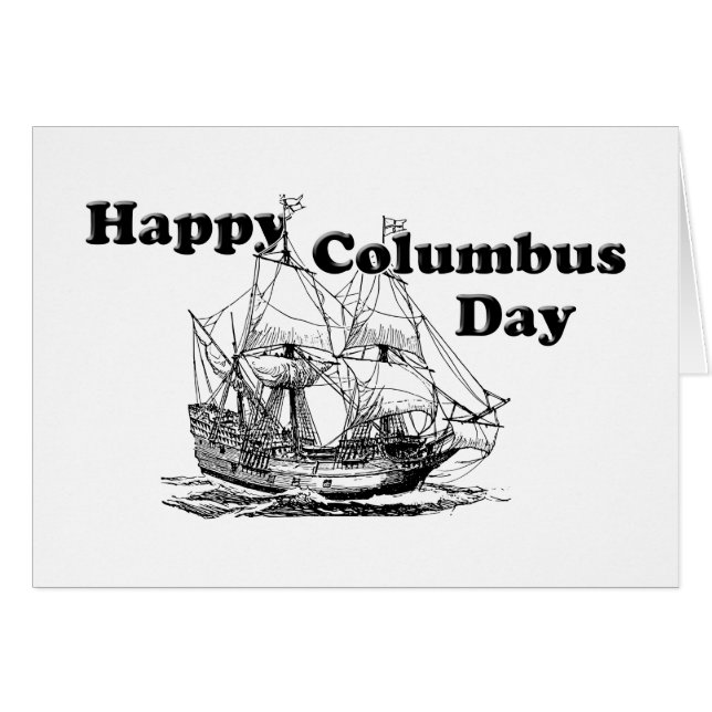 Columbus Day Ship Greeting Card (Front Horizontal)