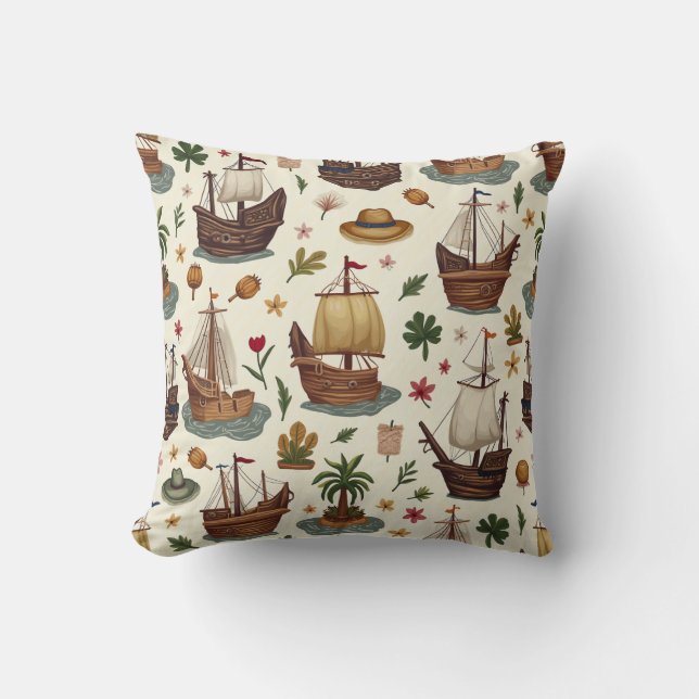 Columbus Day Throw Pillow (Front)