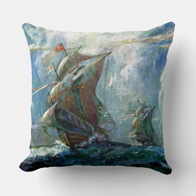 Columbus Day Throw Pillow (Front)