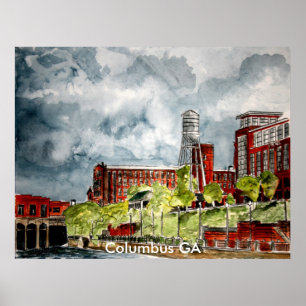 columbus ga georgia riverwalk river walk art, C... Poster
