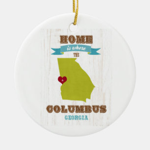 Columbus, Georgia Map – Home Is Where The Heart Is Ceramic Ornament