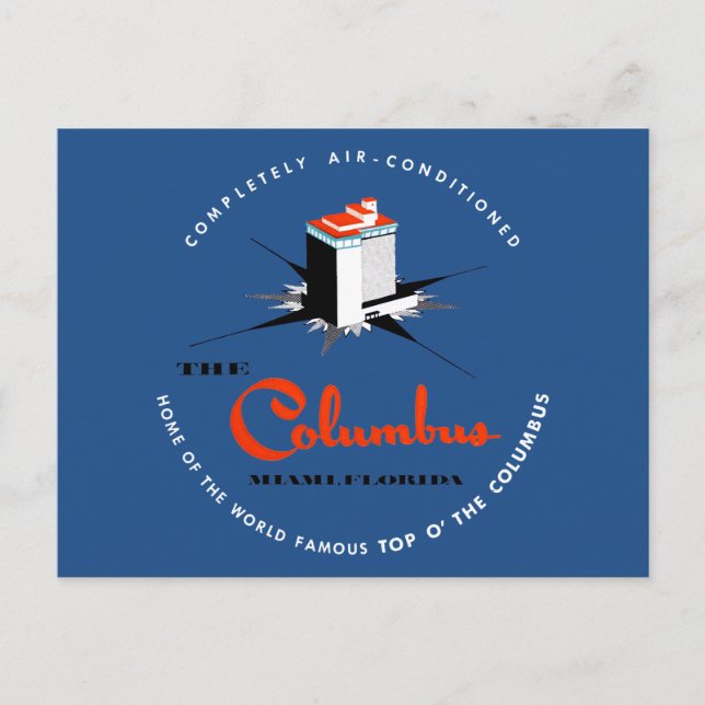 Columbus Hotel Miami Florida Postcard (Front)