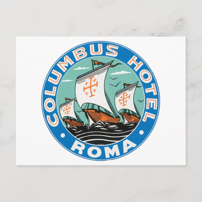 Columbus Hotel, Roma Postcard (Front)
