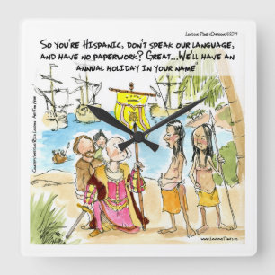 Columbus Immigrates To America Funny Wall Clock