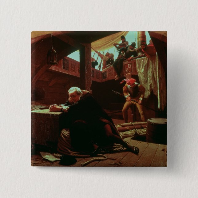 Columbus in Chains, 1863 2 Inch Square Button (Front)