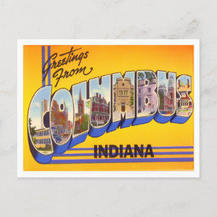 Columbus, Indiana Vintage Big Letters Postcard