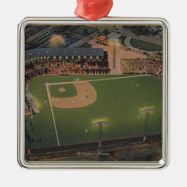 Columbus, OH - Aerial of Red Bird Baseball Metal Ornament (Front)
