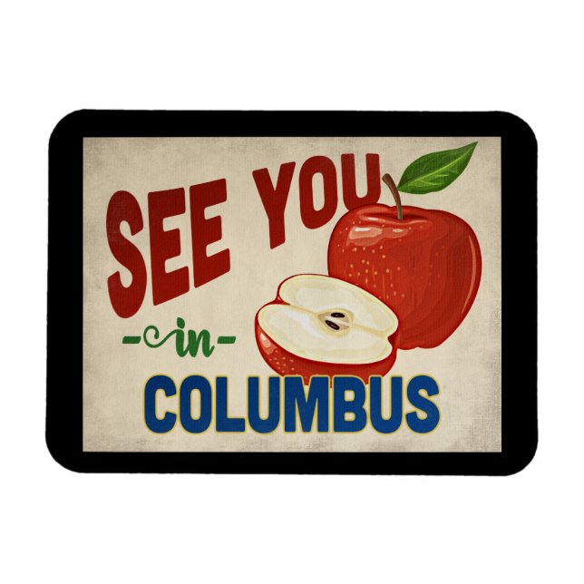 Columbus Ohio Apple - Vintage Travel Magnet (Horizontal)