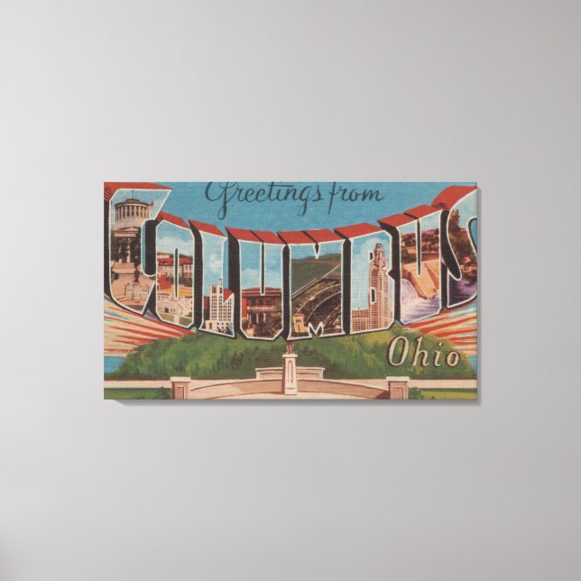Columbus, Ohio - Large Letter Scenes 3 Canvas Print (Front)