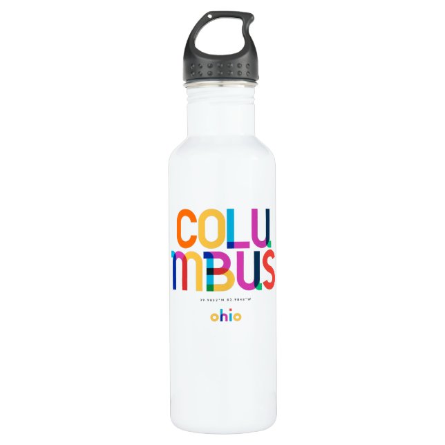 Columbus Ohio Mid Century, Pop Art, 710 Ml Water Bottle (Front)