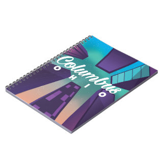 Columbus Ohio skyscraper travel poster print. Notebook