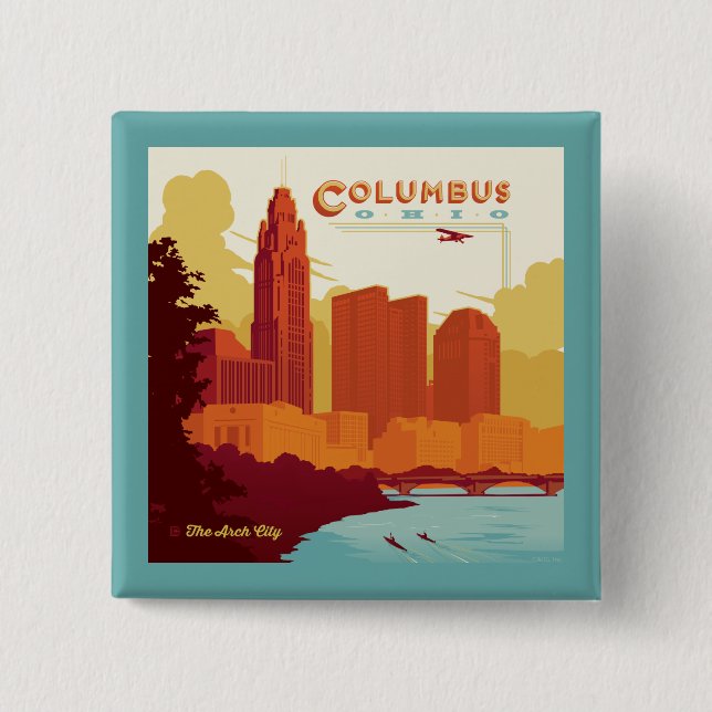 Columbus Ohio | The Arch City 2 Inch Square Button (Front)