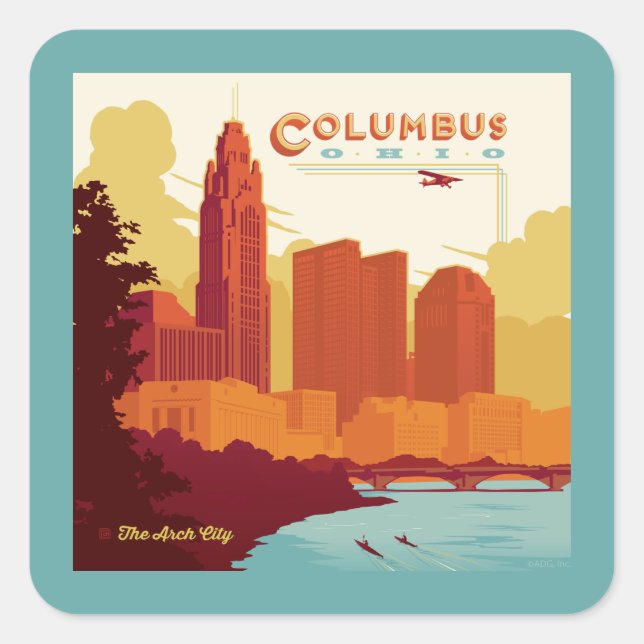 Columbus Ohio | The Arch City Square Sticker (Front)