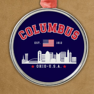 Columbus Ohio Urban Skyline City Metal Ornament