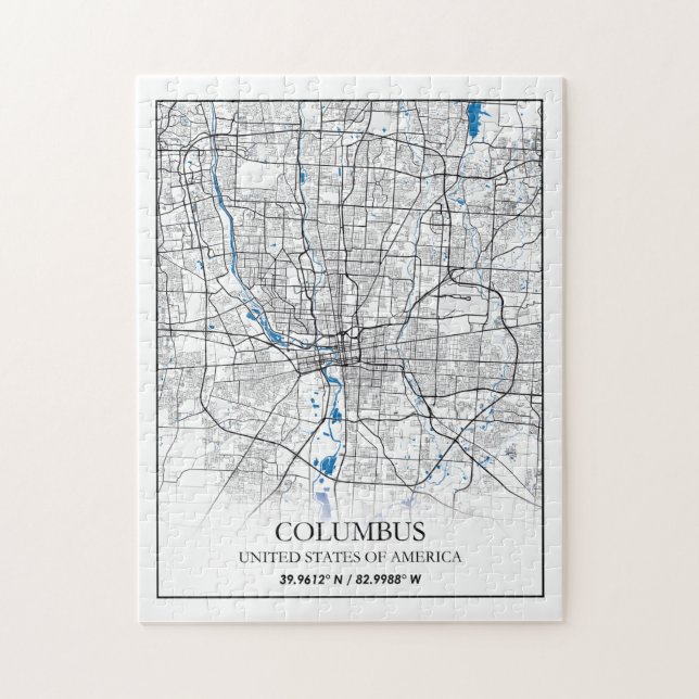 Columbus Ohio USA Travel City Map Poster Jigsaw Puzzle (Vertical)
