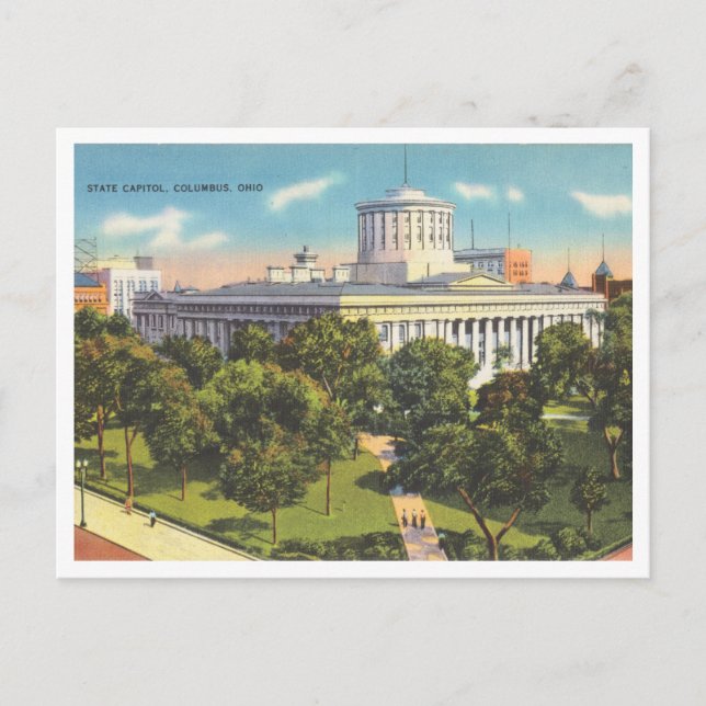 Columbus Ohio Vintage State Capitol Building Postcard (Front)