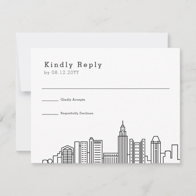 Columbus Ohio Wedding | Stylized City Skyline RSVP (Front)