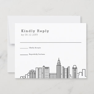 Columbus Ohio Wedding   Stylized City Skyline RSVP Card