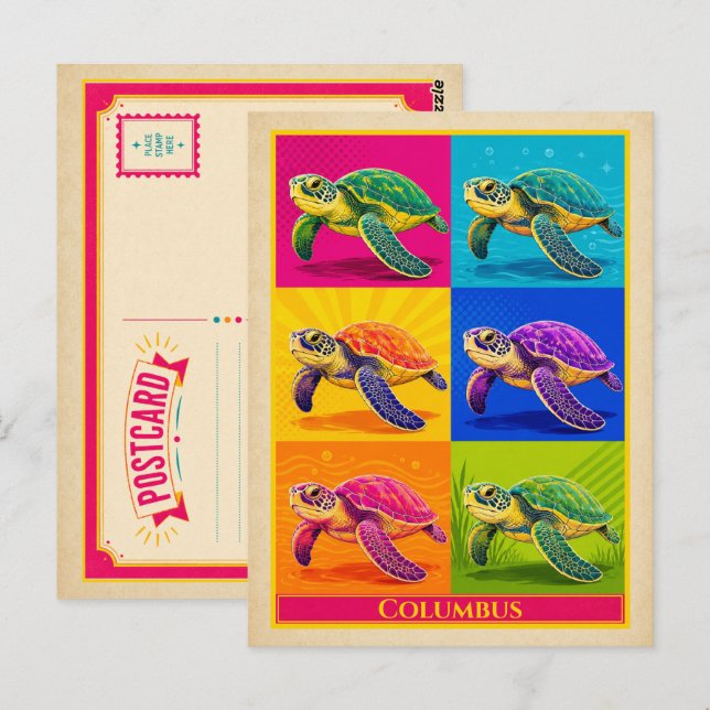 Columbus Postcard Georgia Sea Turtle Vintage (Front/Back)
